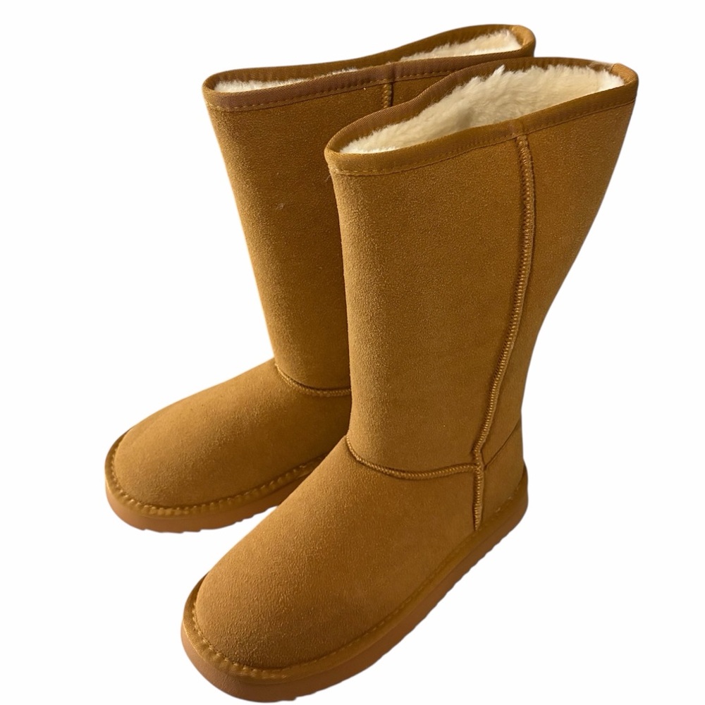 Tan Faux Fur Lined Tall Boots sz 38